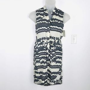 Julienne W Button Up Abstract Print Belted Dress